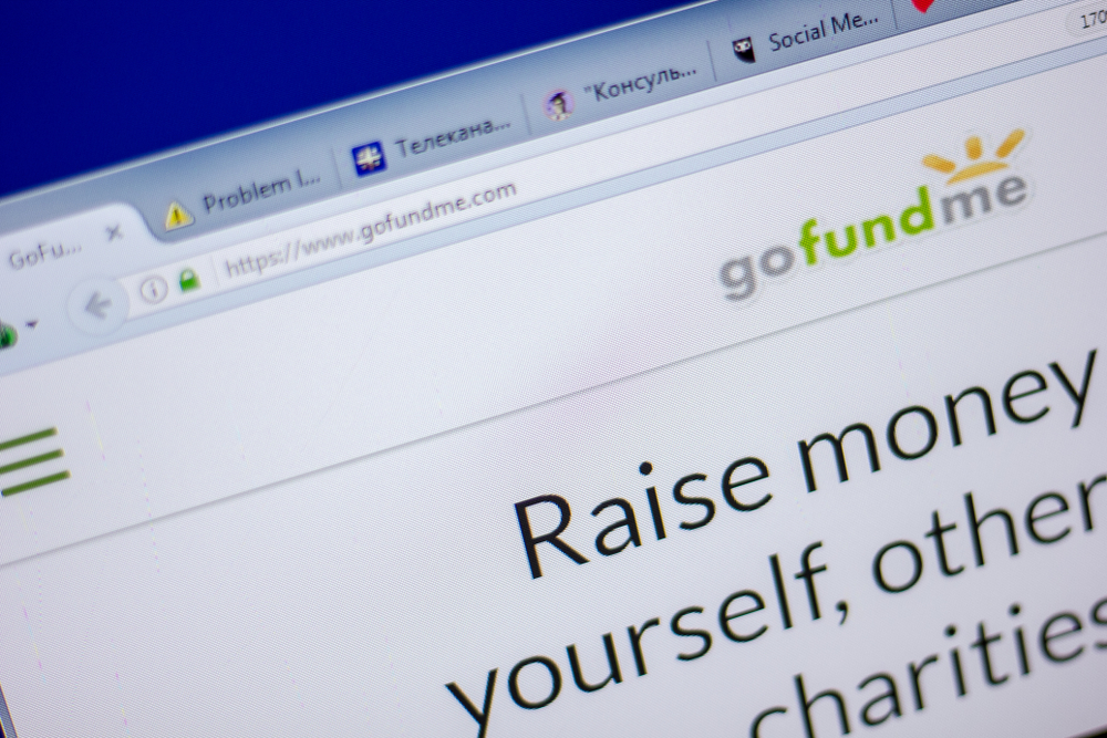 Ryazan, Russia - June 05, 2018: Homepage of GoFundMe website on the display of PC, url - GoFundMe.com.
