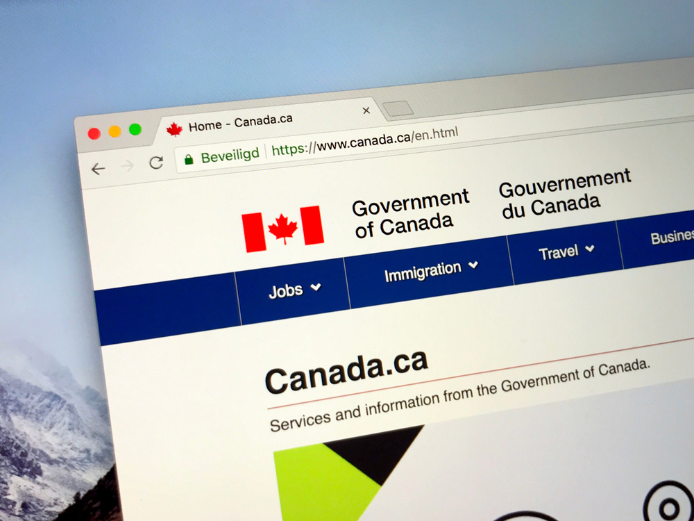 Ottawa, Canada - September 5, 2018: Official Canadian government internet homepage.