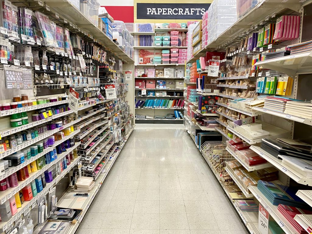 San Jose, CA - November 22, 2019: Michaels hobby and craft store view of an art supply isle.