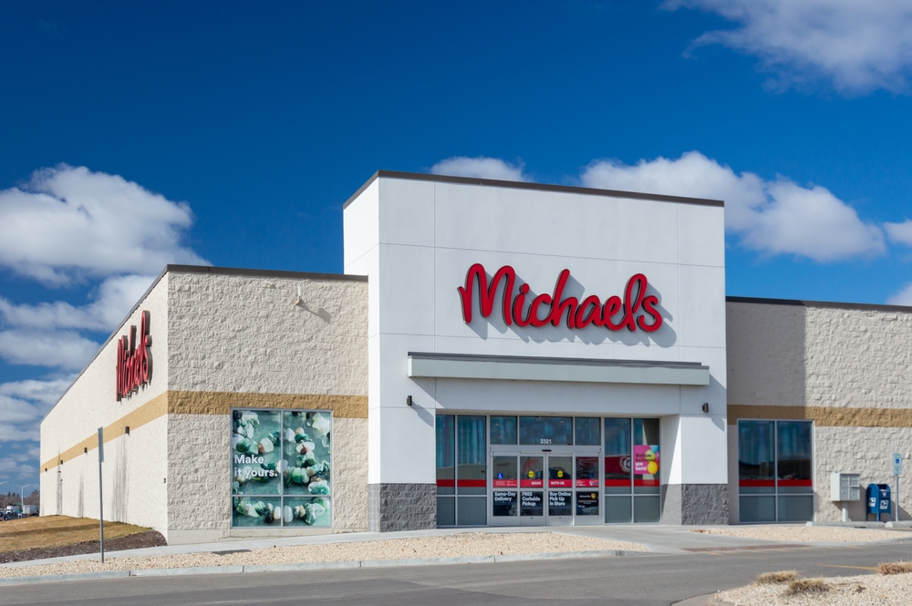 HUDSON, WI, USA - MARCH 9, 2024: Micheals retail store exterior and trademark logo.