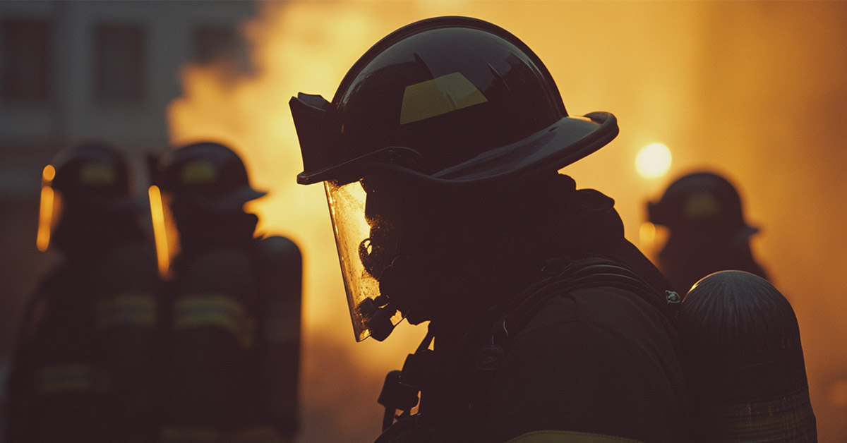 firefighters at scene of fire