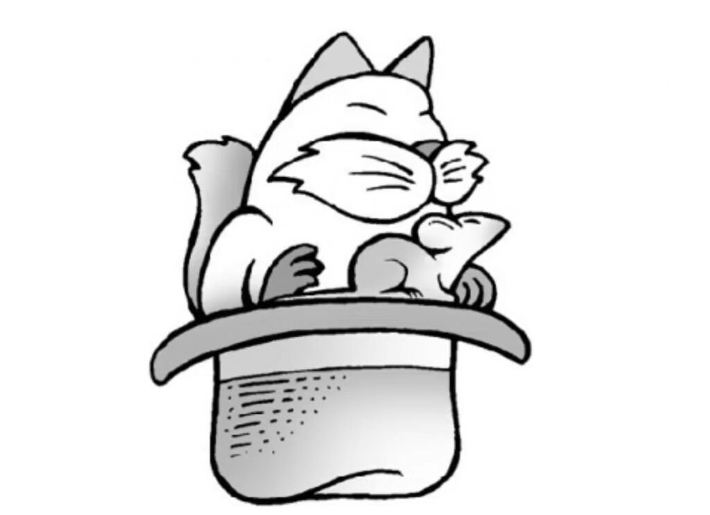 cat with mouse in hat