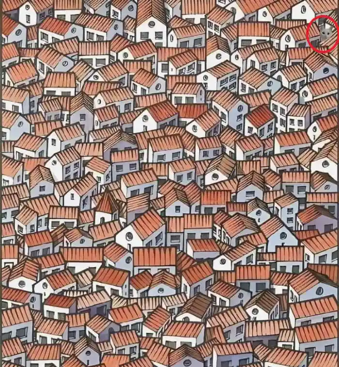 The cat is hidden so well that finding it requires a sharp eye and strong attention to detail.