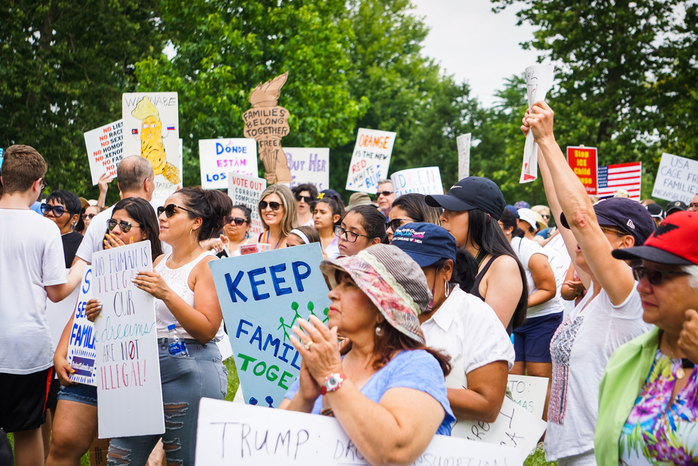 DETROIT, MICHIGAN - JUNE 30, 2018: Activists gather in Detroit to protest the US zero tolerance immigration policy
