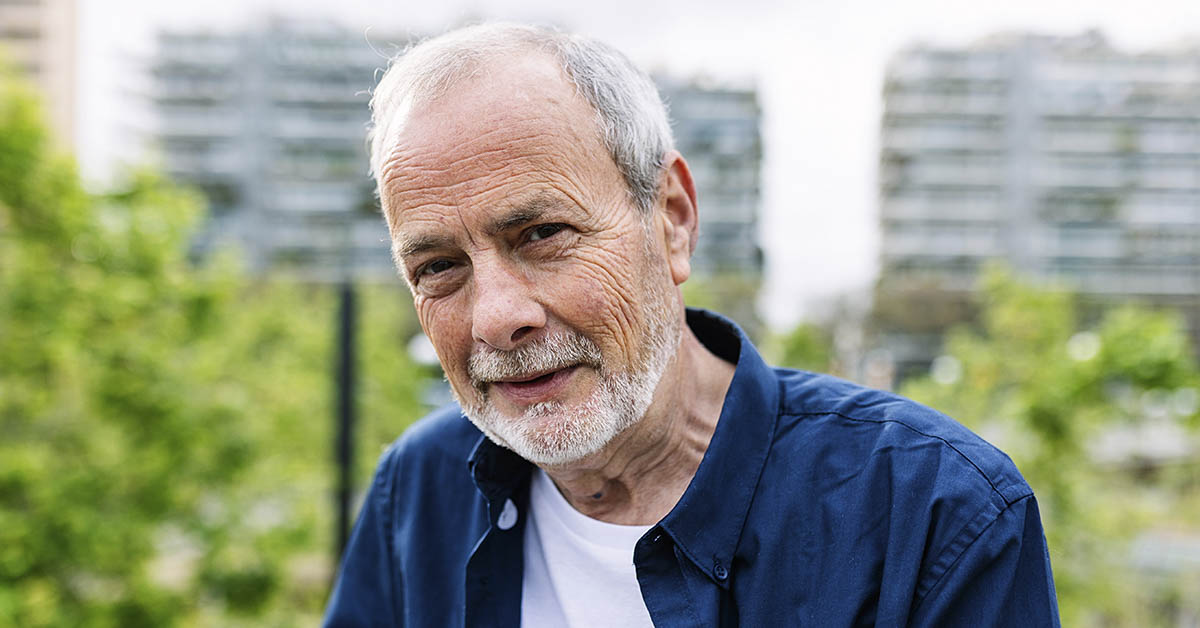 middle aged to elderly man with gray hair
