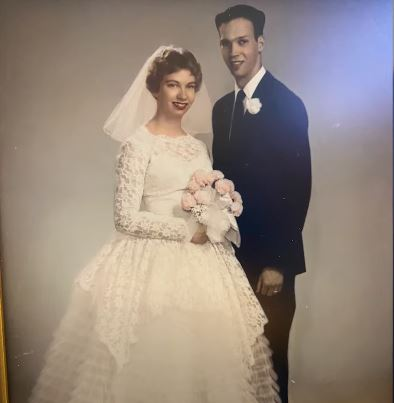 Joel and Carolyn on their wedding day