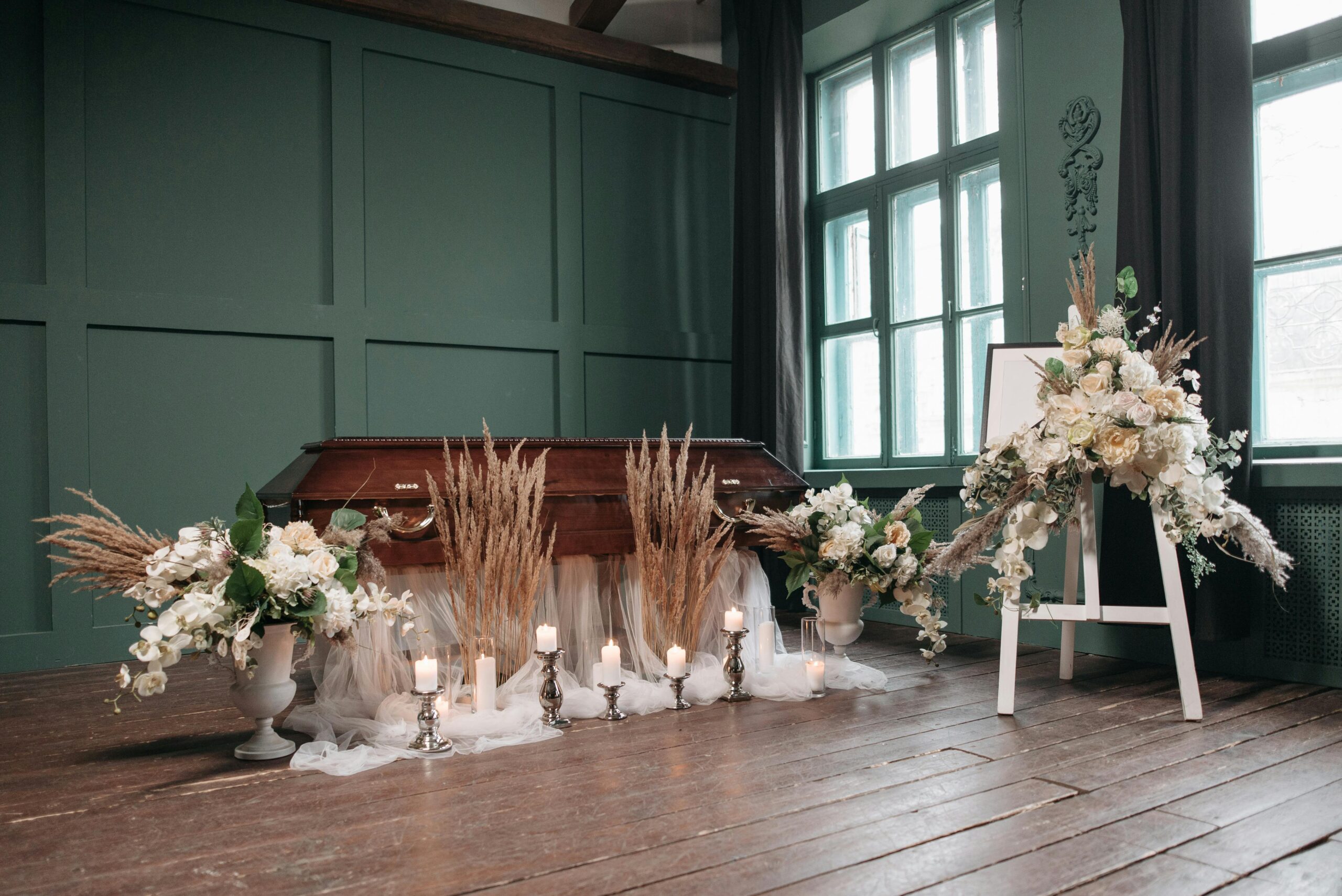 Floral arrangements are one of the most common symbols of sympathy and respect at a funeral