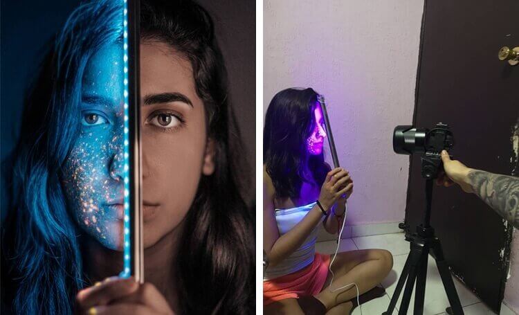 illuminated photo in blue