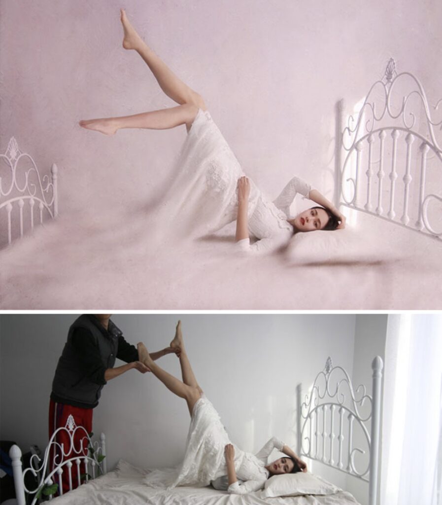 woman posing with white dress