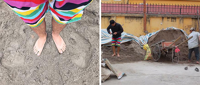 person standing in sand