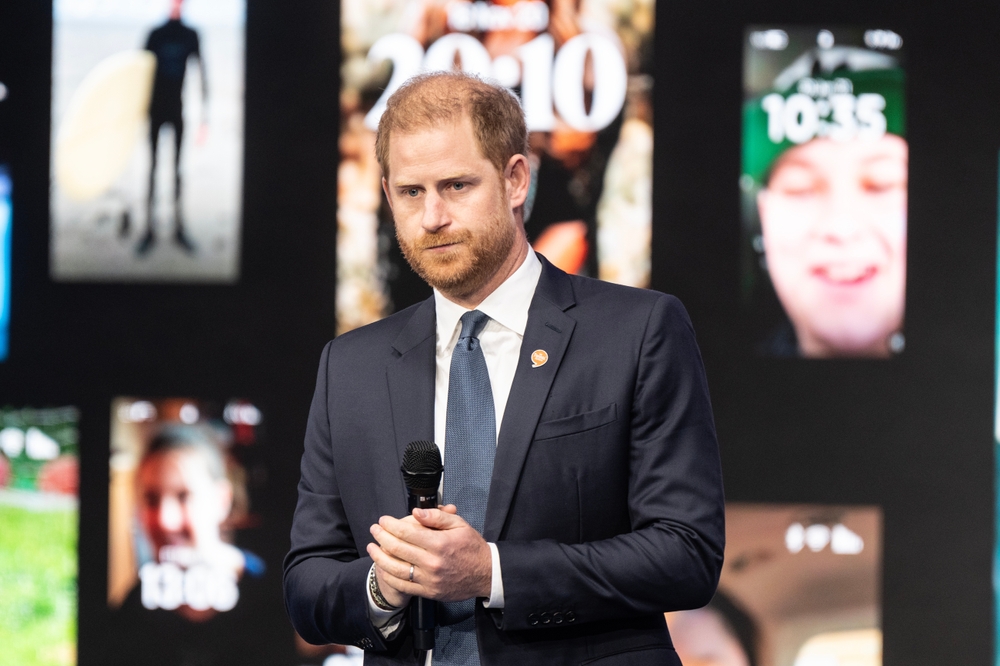 Prince Harry speaks on impact of socail media on mental health of children during Clinton Global Initiative Day 2 at Hilton Hotel in New York on September 24, 2024

