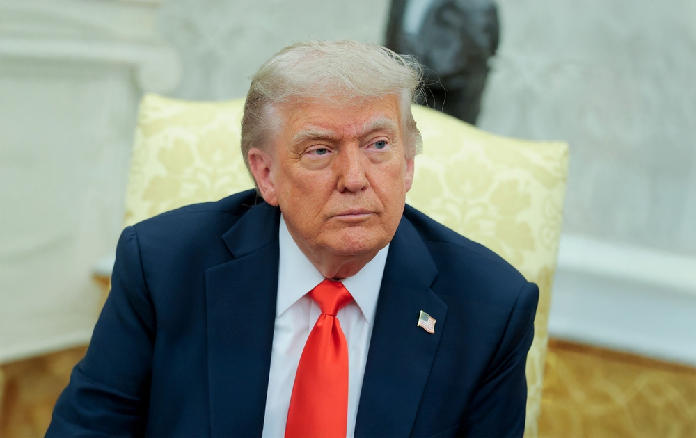 WASHINGTON, DC – JUNE 5, 2025: U.S. President Donald Trump meets German Chancellor Friedrich Merz in the Oval Office at the White House for talks on Ukraine, trade, and tariffs during Merz’s first U.S