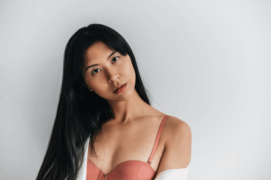 A balconette bra is characterized by its straight-across neckline and straps that sit farther apart on the shoulders.