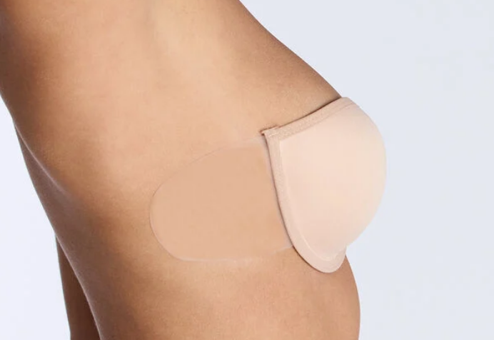 Adhesive bras consist of stick-on cups made with skin-safe adhesive that cling directly to the body for support.