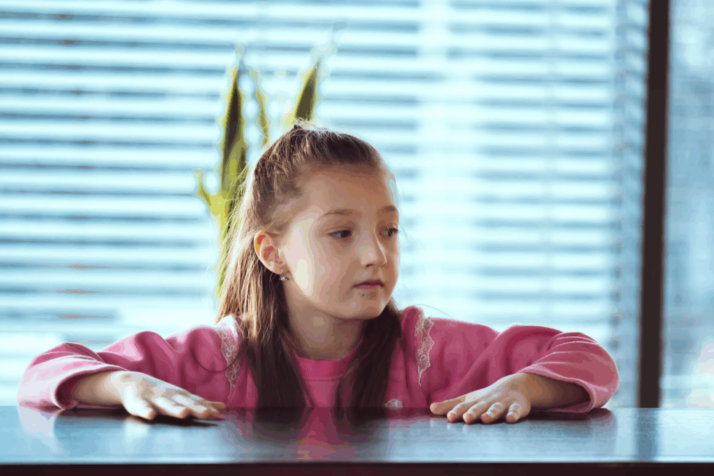 girl sitting at table