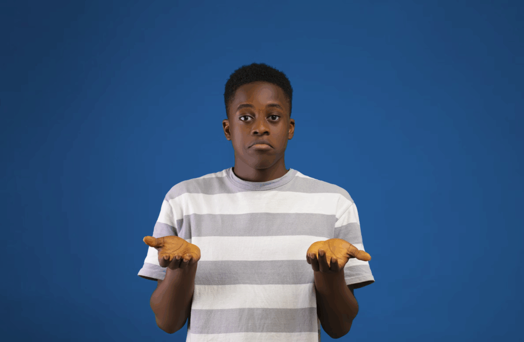 man with blue background