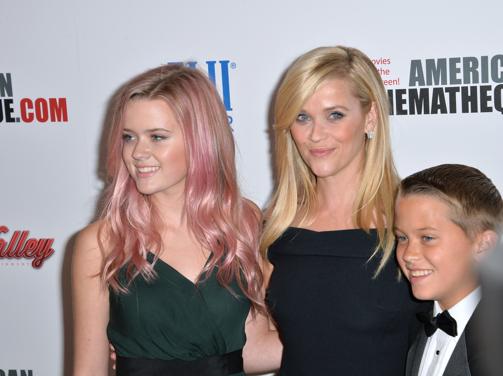 LOS ANGELES, CA - OCTOBER 30, 2015: Actress Reese Witherspoon & children Ava Elizabeth Phillippe & Deacon Phillippe at the American Cinematheque 2015 Gala at the Hyatt Regency Century Plaza Hotel. 
