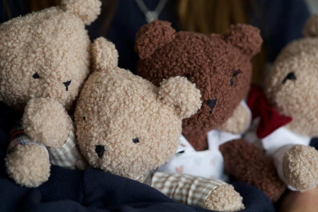 Adorable Teddy Bears in Cozy Setting
