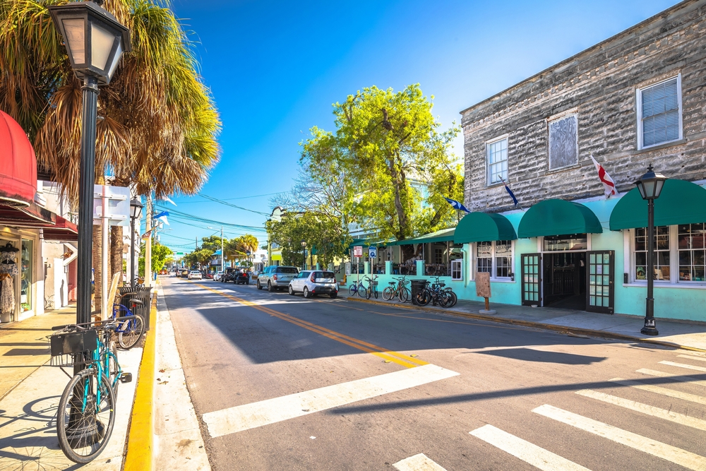 Key West famous Duval street view, south Florida Keys, United states of America