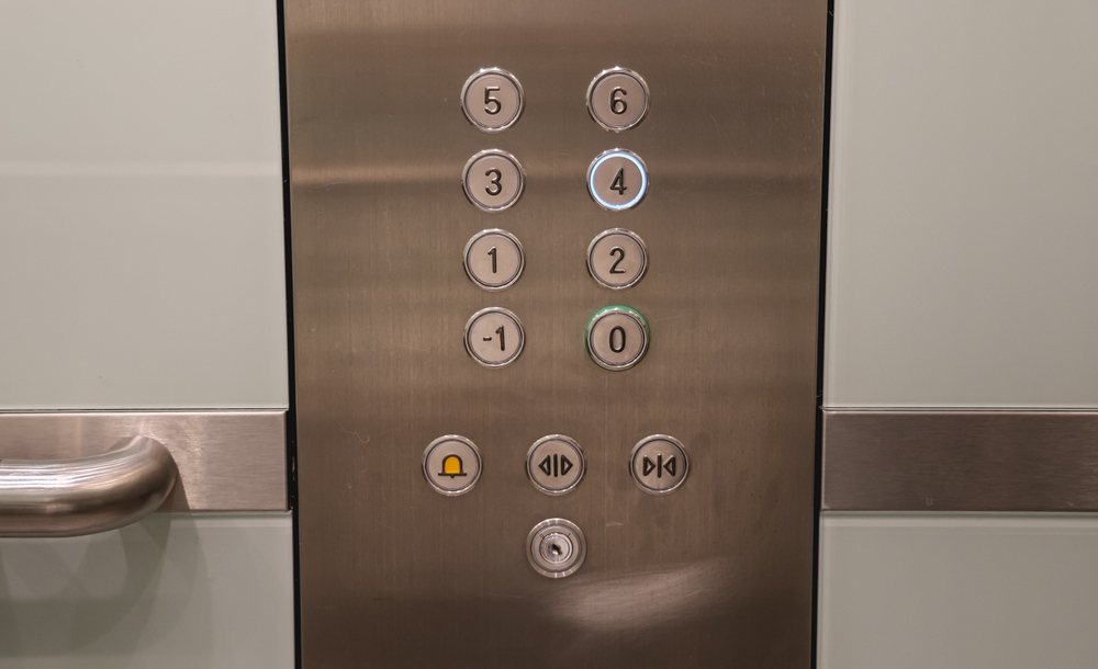 Close-up of an elevator keypad.