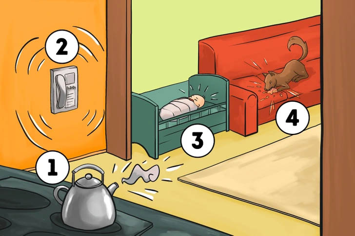 cartoon drawing of a room with items inside