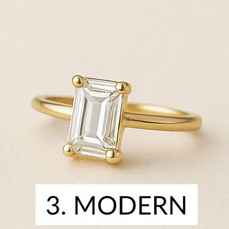 A rectangle diamond on a gold ring