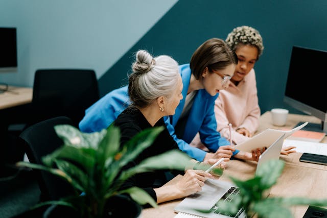three women at work