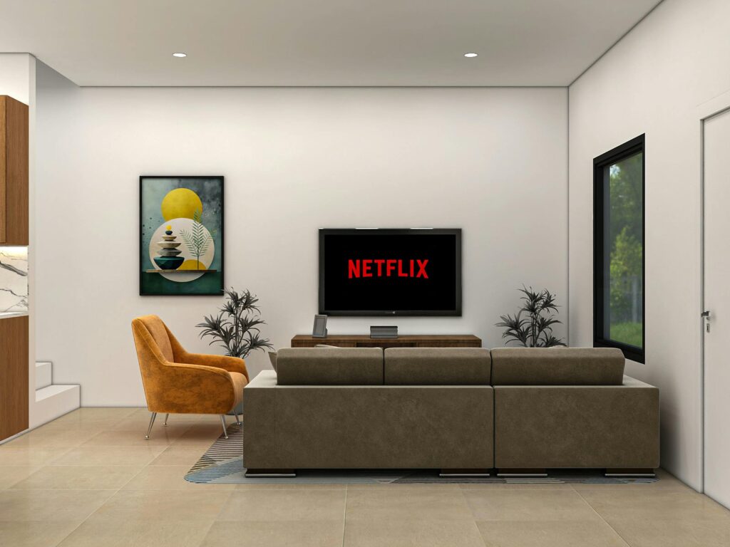 Modern Living Room with TV and Cozy Seating
