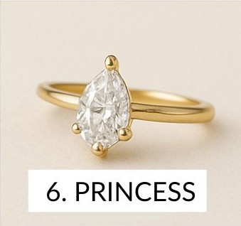 pear-shaped ring with 4 prongs, 3 on the bottom and one on top