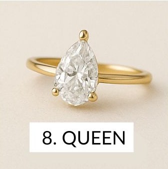 Pear shaped diamond ring with 3 prongs on gold setting