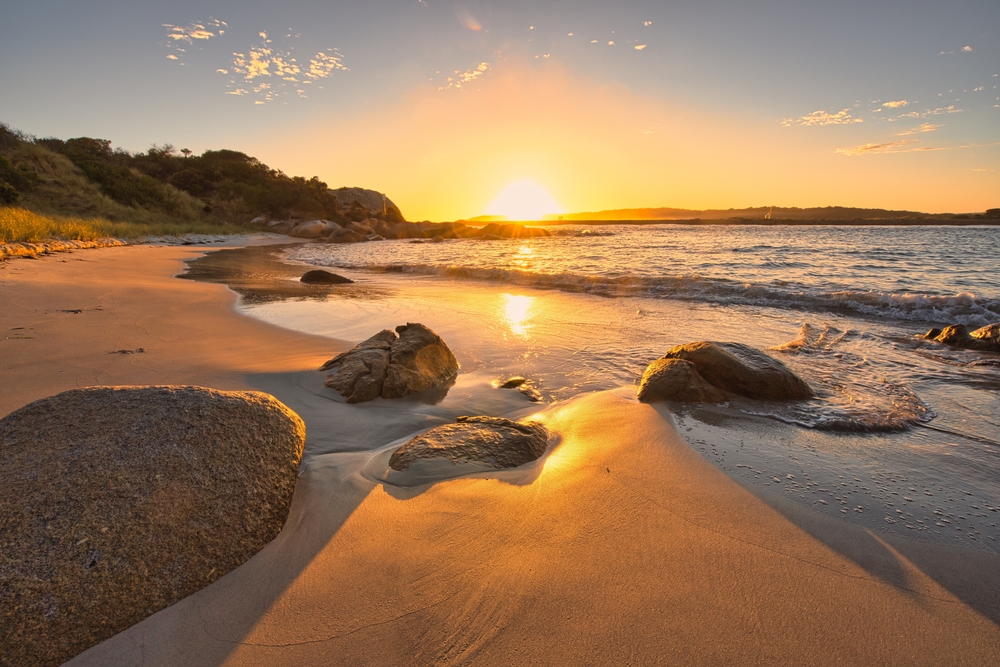 Dora Point beach at sunrise east coast Tasmania Australia beach sunrise St Helens bay of fires 