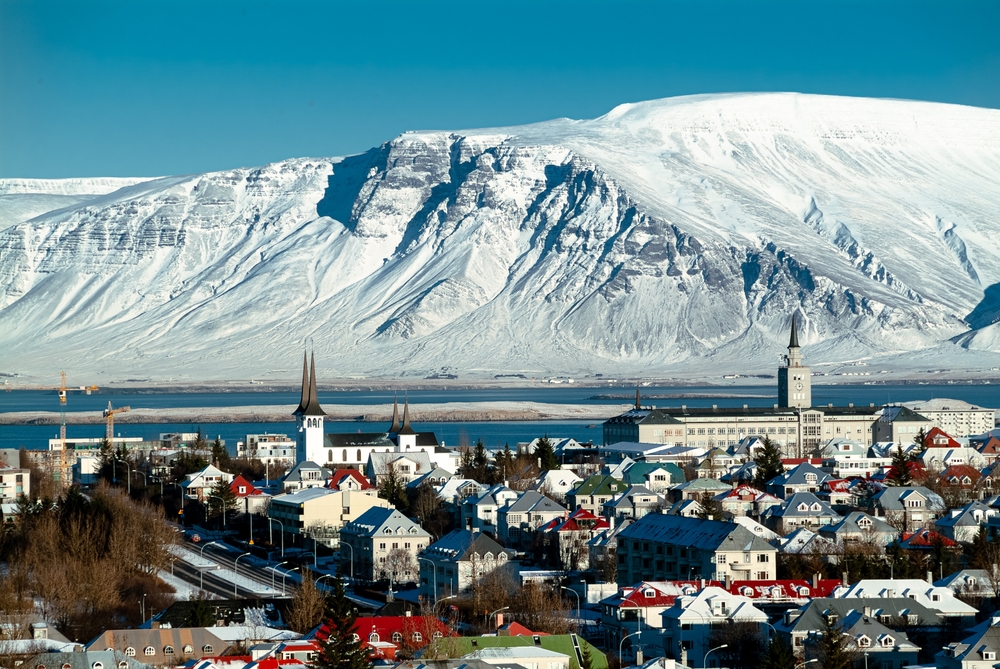 Reykjavik, capital city of Iceland, at winter.