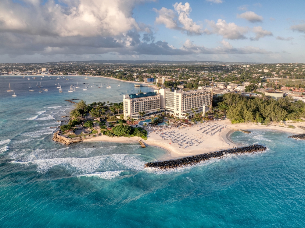 Bridgetown, Barbados - January 21 2025: Aerial view of the Hilton Barbados Resort Hotel