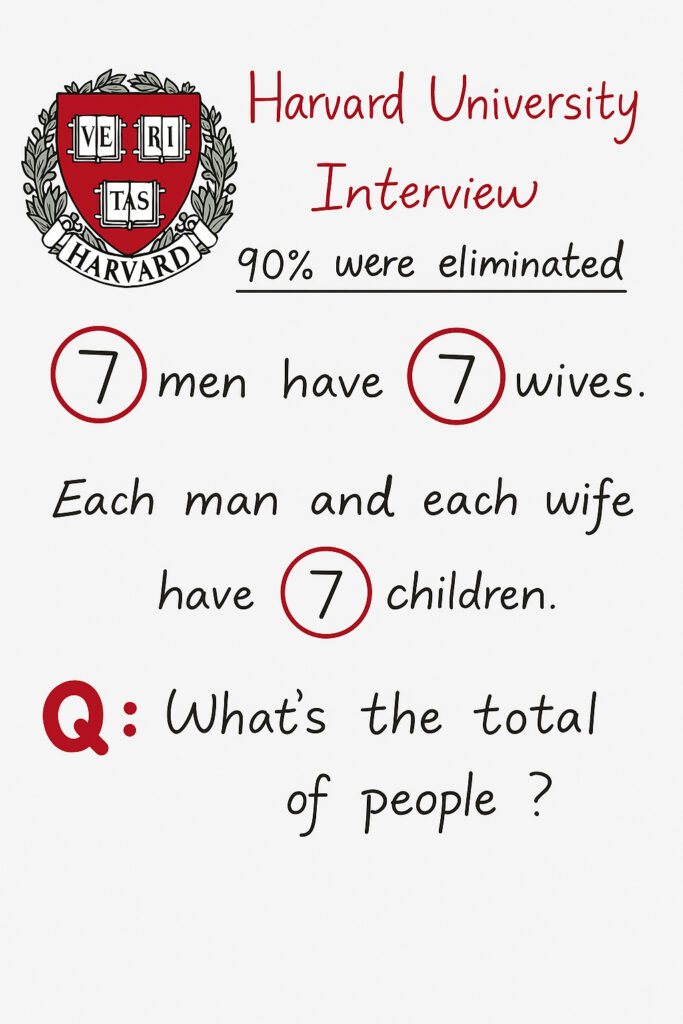 writing of a brain teaser with Harvard University crest