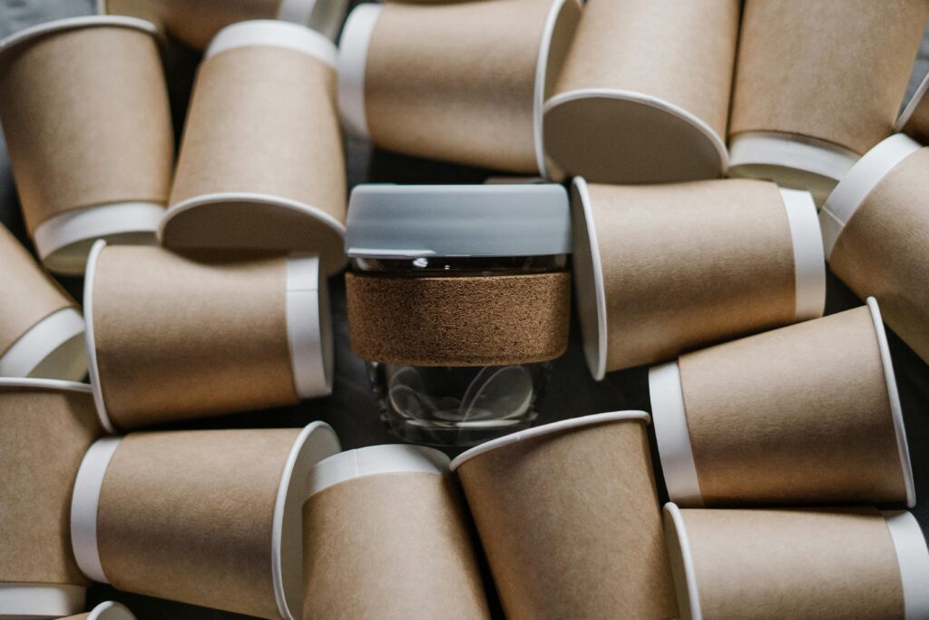Brown And White Paper Cups
