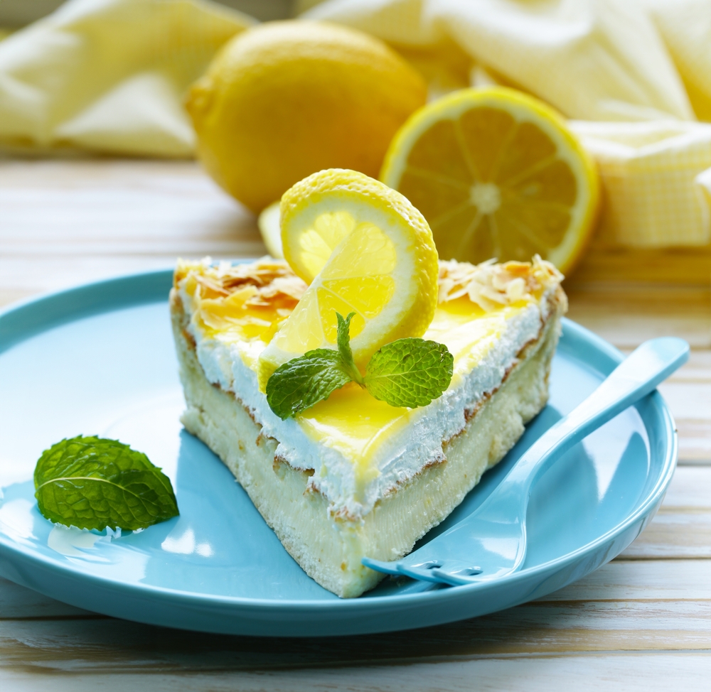 lemon tart with meringue and fresh lemon