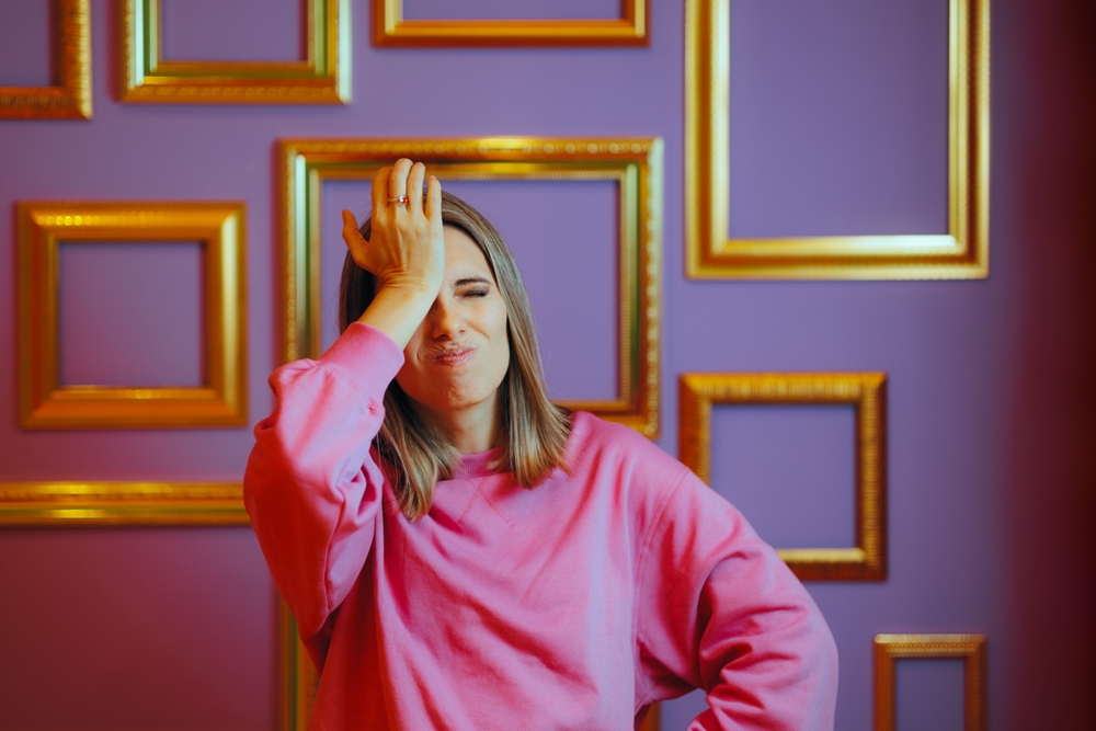 Woman Forgetting Something Because of her Bad Memory. Concerned millennial girl having an aha moment after memory lapse