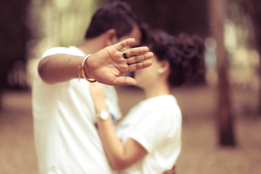 A Romantic Couple Kissing

