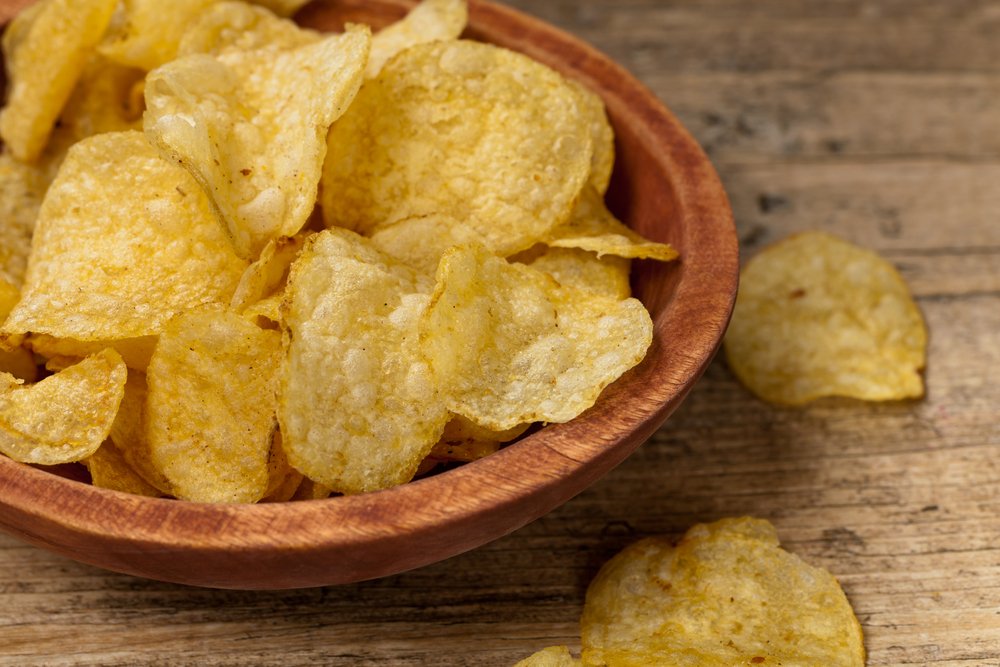Potato chips. Selective focus. 