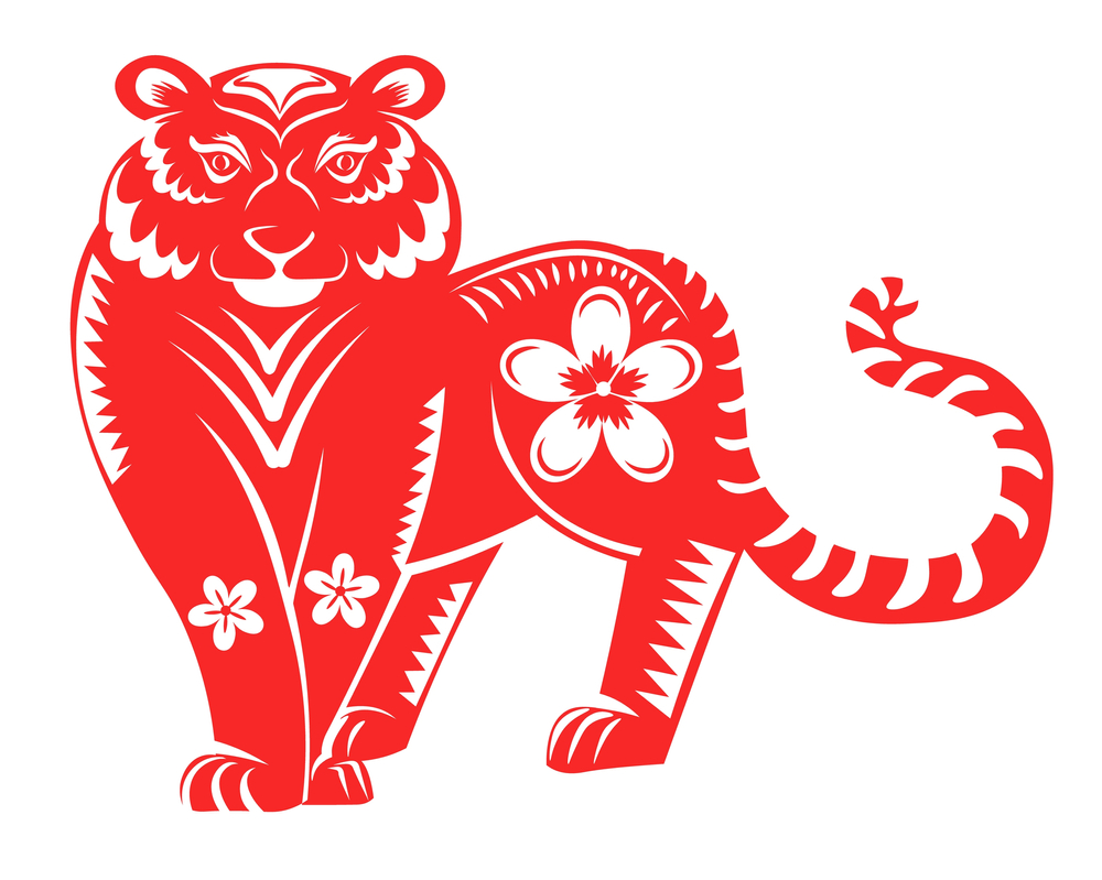 Chinese zodiac and horoscope sign, big red tiger