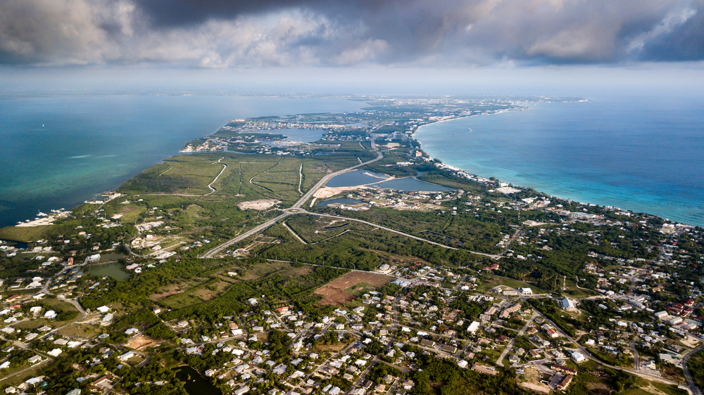 Aerial view of Grand Cayman island in the Caribbean
