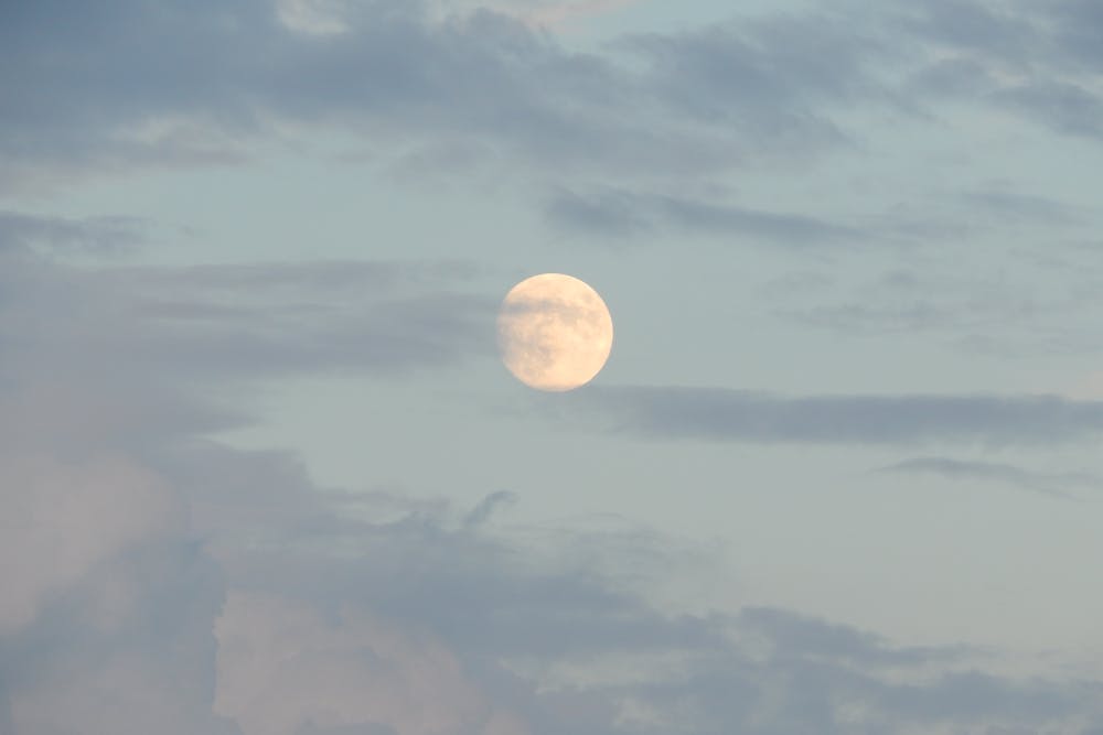 full moon against blue sky 