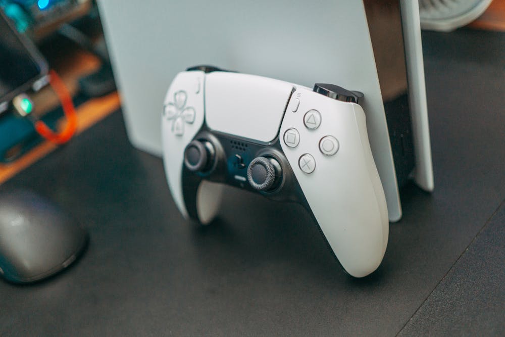 white PS5 gaming console