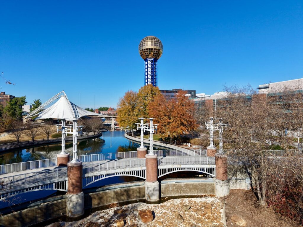 Aerial View of Sunsphere in Knoxville, Tennessee