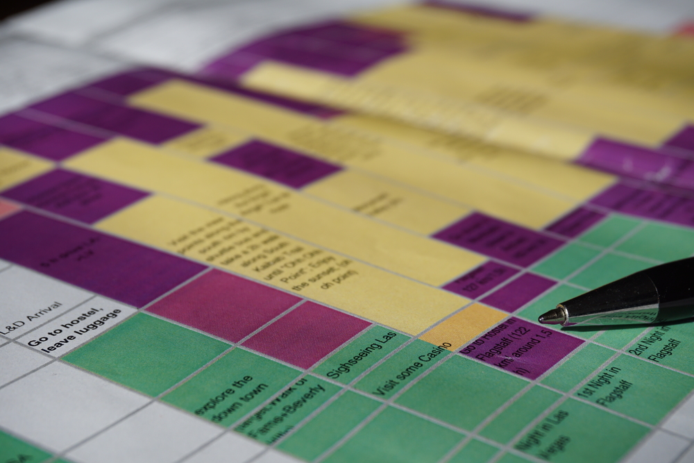 Vacation on the detailed colorful time-lines