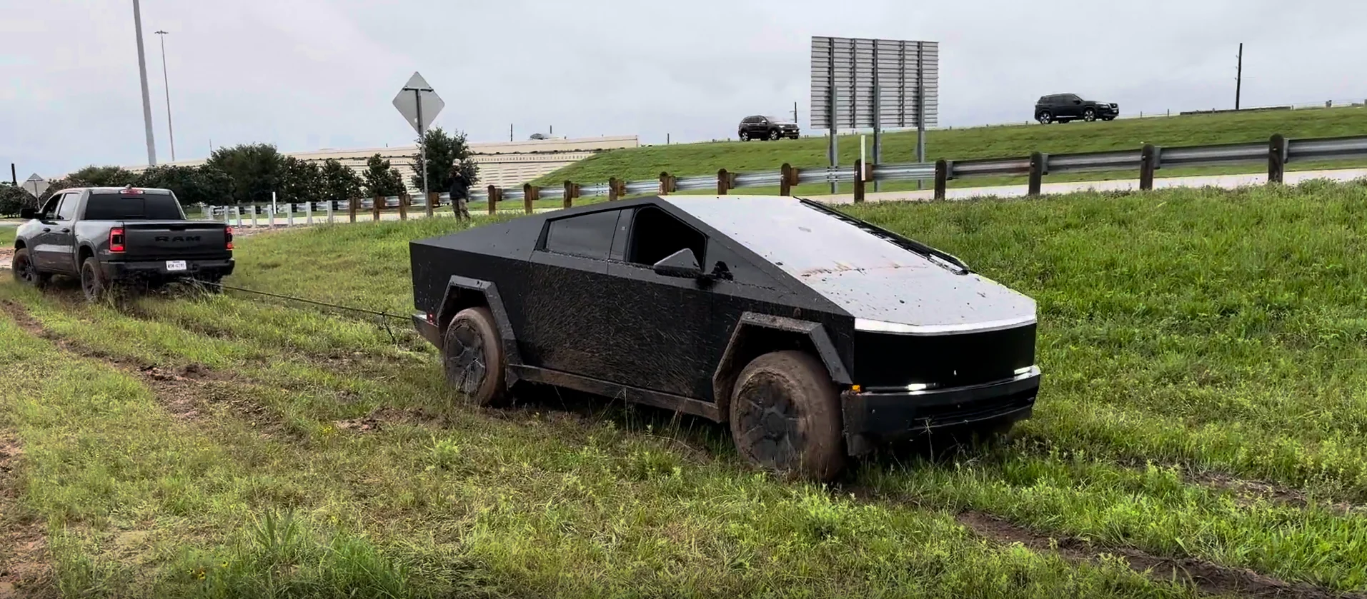 Tesla Cybertruck Rescue Attempt Ends in 3-Vehicle Mud Disaster