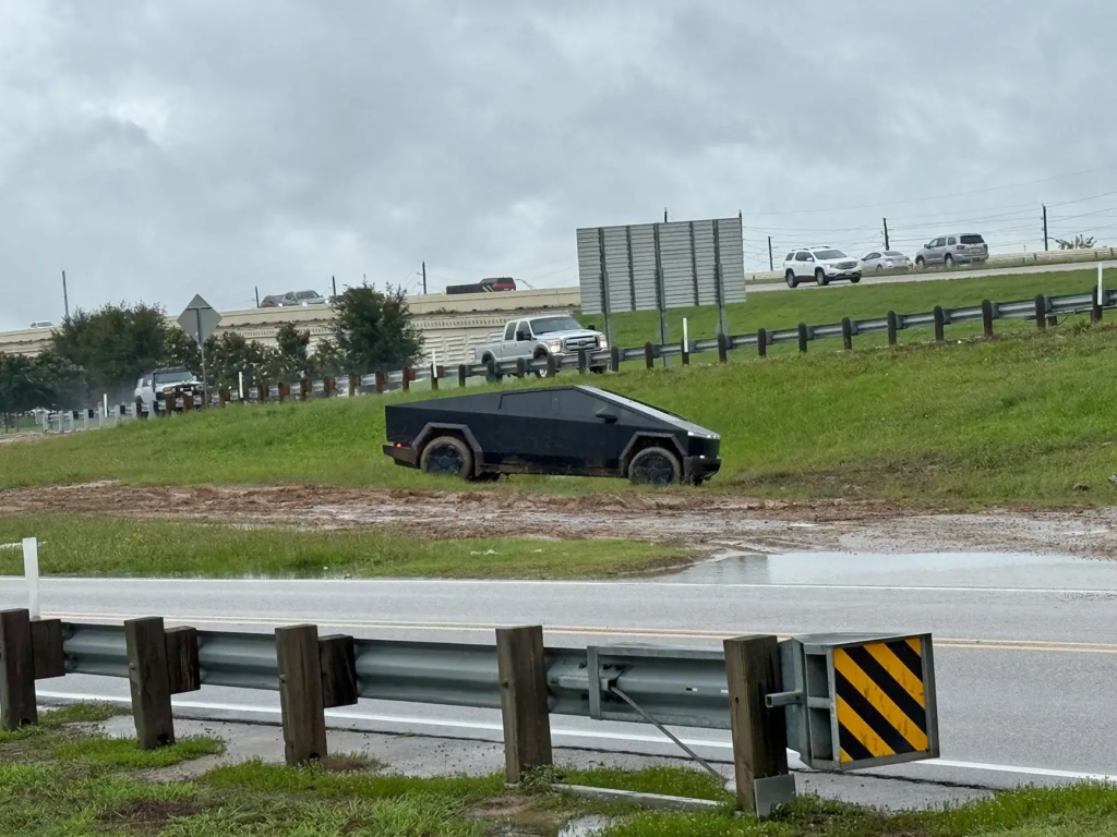 cybertruck in mud