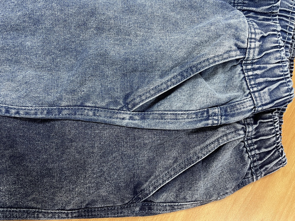 Denim acid wash two tone jogger pants, vintage , faded wash effect