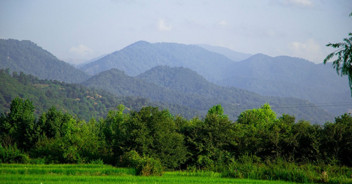 Scenic landscape of lush greenery and hills in Tabriz, East Azerbaijan Province, Iran.