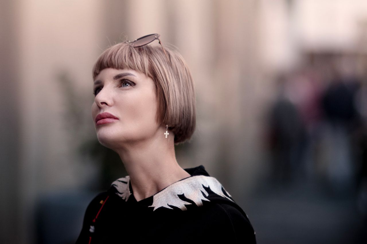 woman with bob haircut